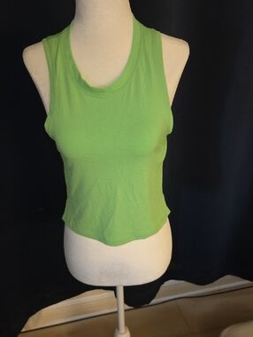 lululemon athletica Bright Lime Green Ribbed Cropped Tank Top